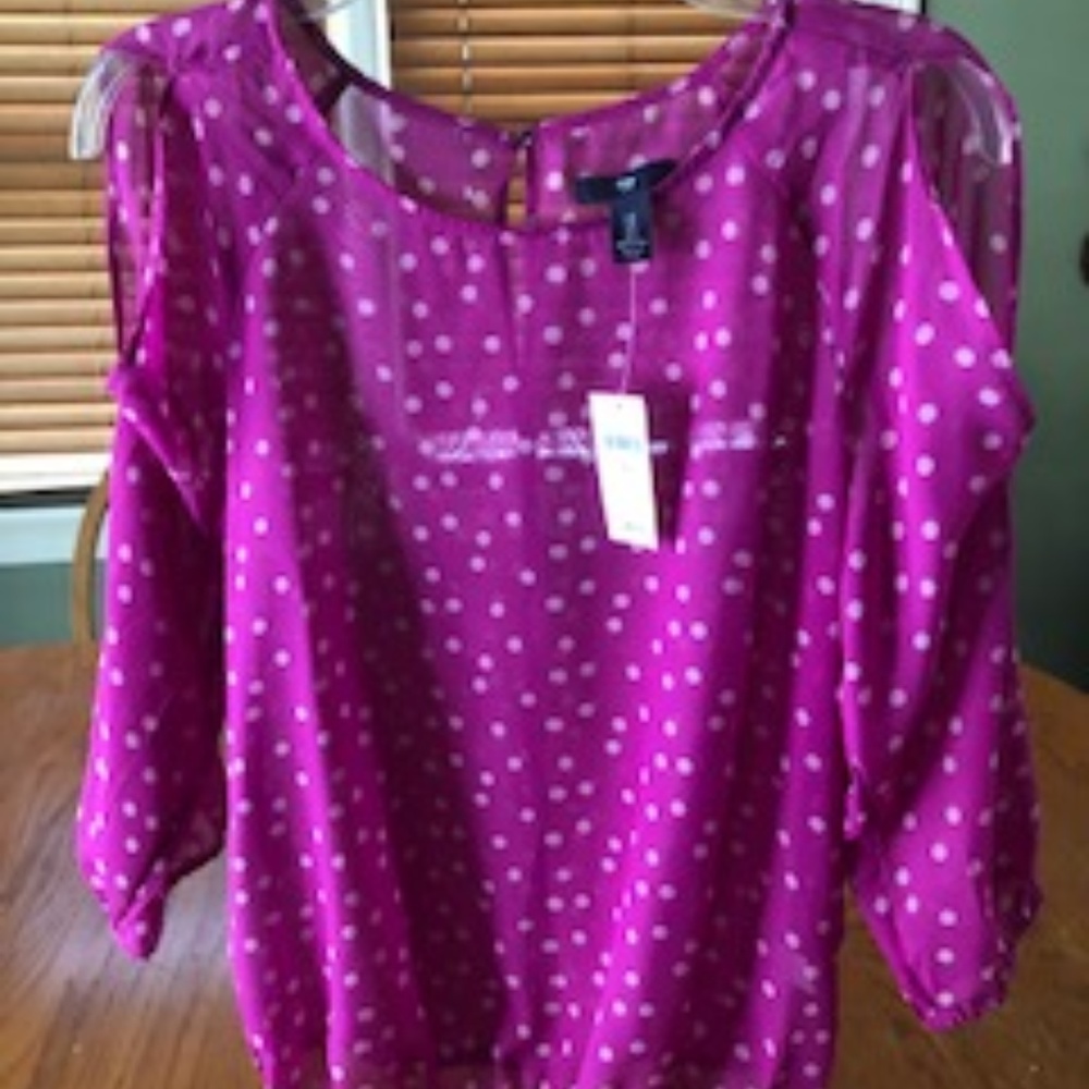 Gap pink polka dot see thru top